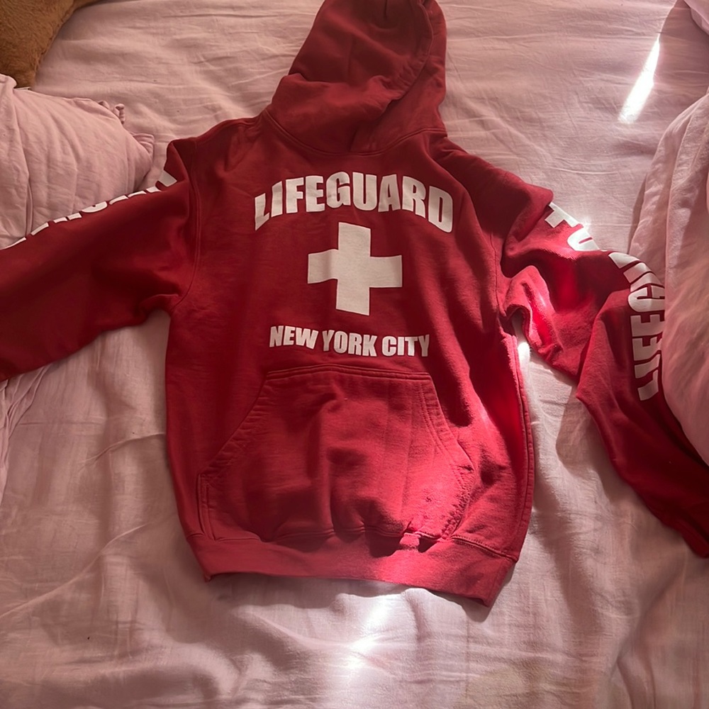 Life guard hoodie in red and size small